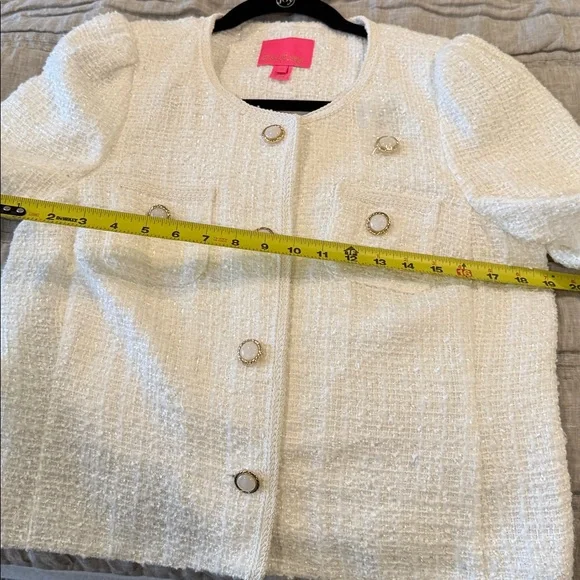 Lilly Pulitzer Ivory Tweed Jacket with Gold Buttons - Picture 6 of 7
